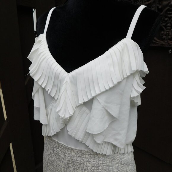 Ann Taylor LOFT Sz 10 White & Silver Fitted Dress NEW - Picture 3 of 5